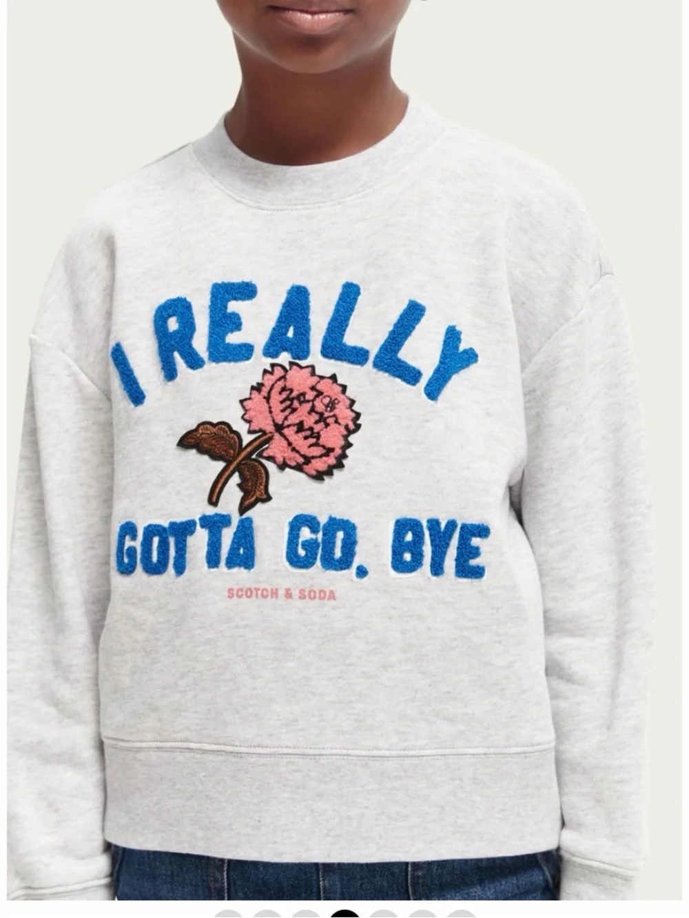 Scotch & Soda Light Grey Sweatshirt with Blue Lettering & Pink Flower